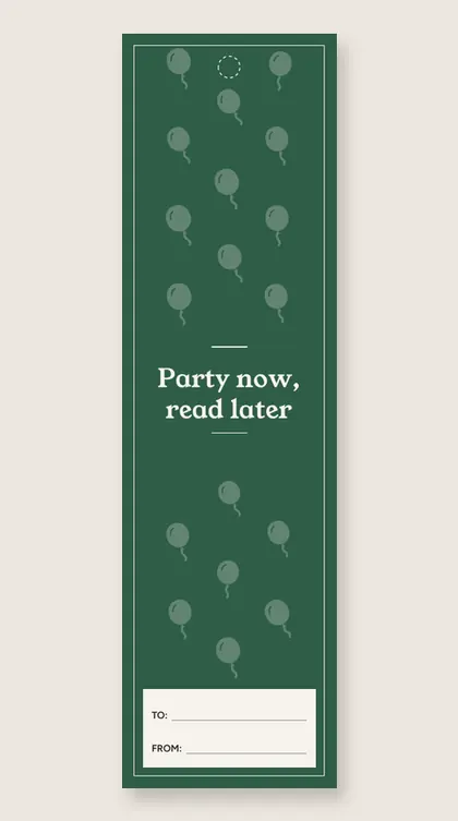 Birthday bookmarks: Party now, read later