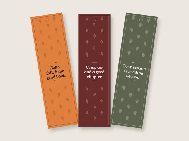 Fall bookmarks: 8 designs, color and ink saver