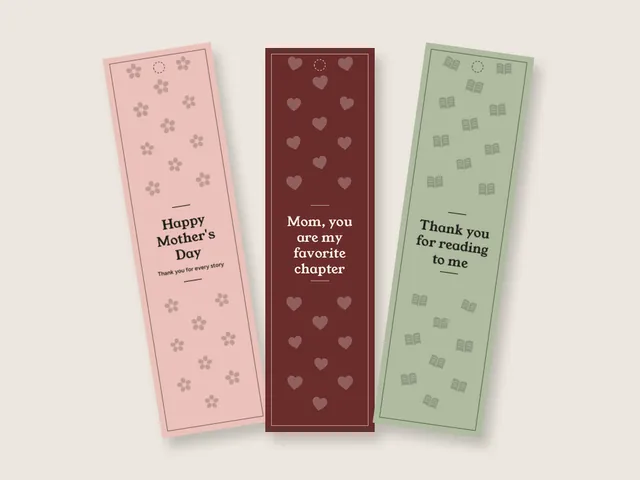 Mother's Day bookmarks: 8 designs, color and ink saver
