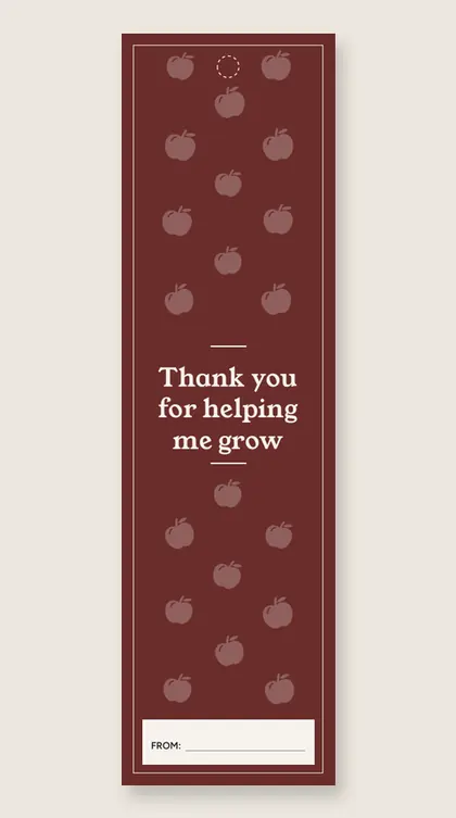 Teacher appreciation bookmarks: Thank you for helping me grow