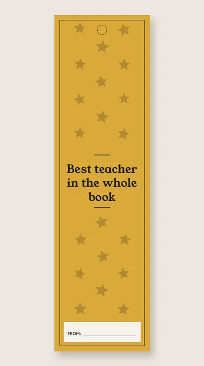 Teacher appreciation bookmarks: Best teacher in the whole book