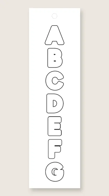 Bubble letter bookmark A to G