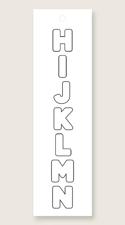 Bubble letter bookmark H to N