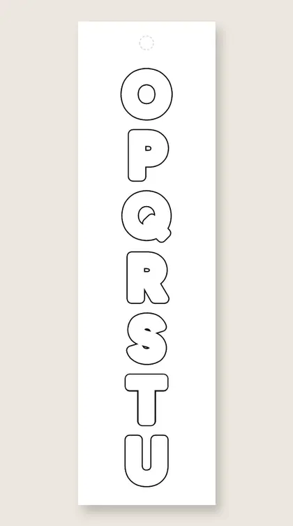 Bubble letter bookmark O to U