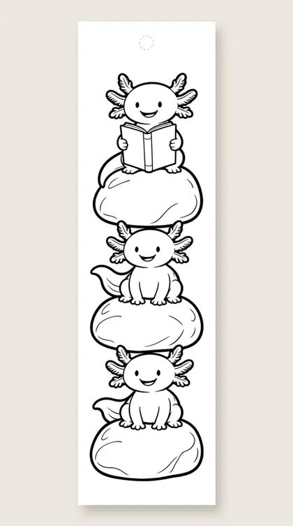 Axolotl stone tower reader: coloring bookmark