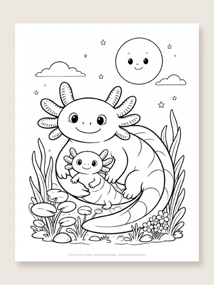 Axolotl mother's lullaby: axolotl coloring page