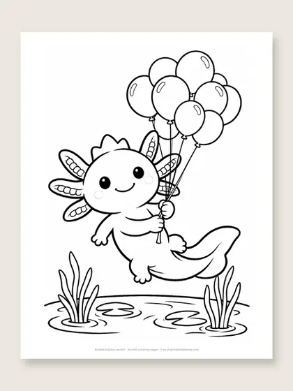 Bubble balloon axolotl: axolotl coloring page