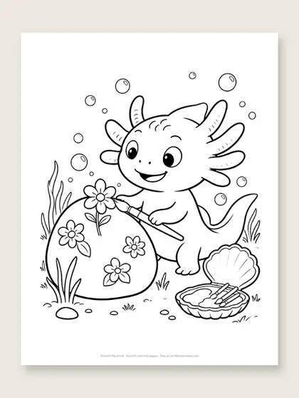 Axolotl the artist: axolotl coloring page