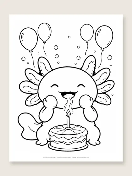 Axolotl birthday party: axolotl coloring page