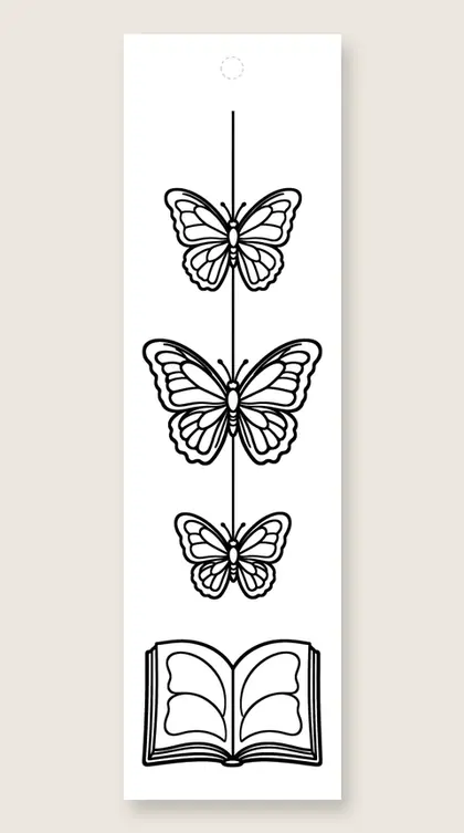 Hanging butterfly mobile: coloring bookmark