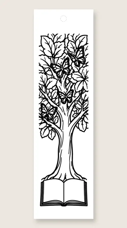 Storybook butterfly tree: butterfly coloring bookmark