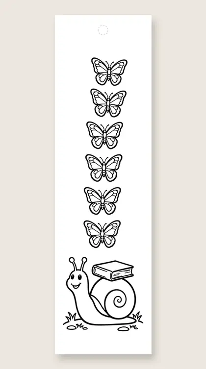 Snail and butterfly parade: butterfly coloring bookmark