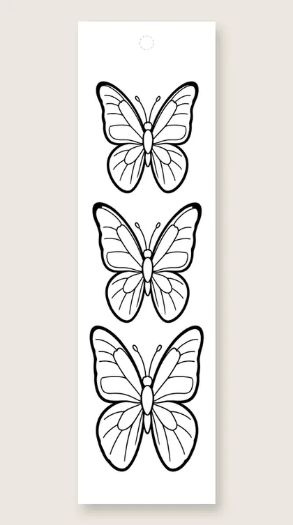 Three stacked butterflies: butterfly coloring bookmark