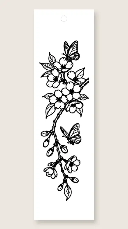 Spring blossom butterflies: butterfly coloring bookmark