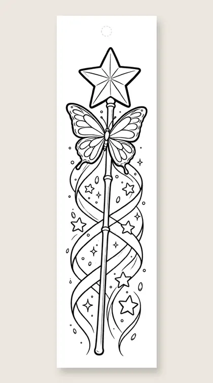 Butterfly magic wand: butterfly coloring bookmark