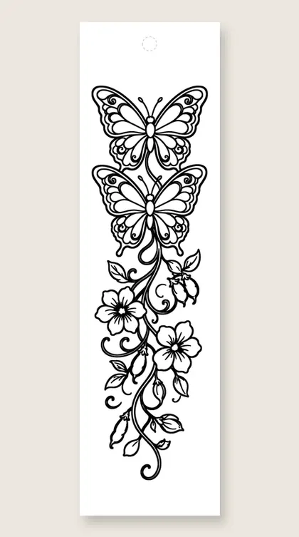 Swirly butterfly pair: butterfly coloring bookmark