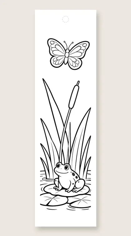 Pond butterfly view: butterfly coloring bookmark