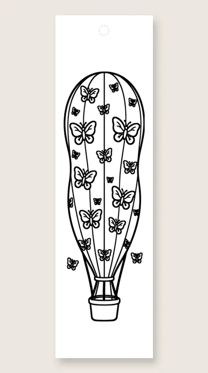 Butterfly balloon ride: butterfly coloring bookmark