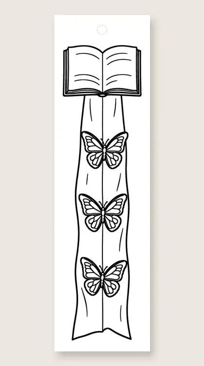 Butterflies on a ribbon: coloring bookmark