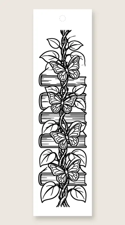 Vine through the books: coloring bookmark