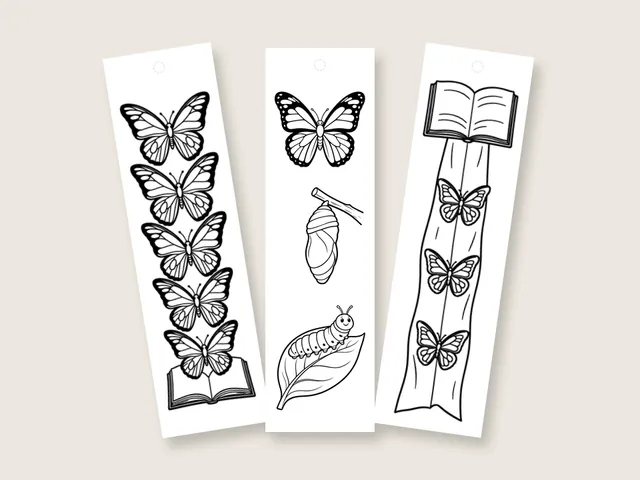 Butterfly coloring bookmarks and coloring pages