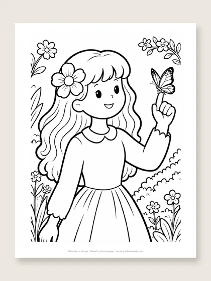 Butterfly on a finger: butterfly coloring page