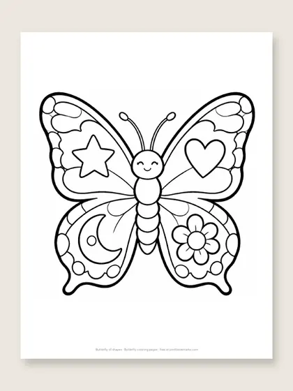 Butterfly of shapes: butterfly coloring page