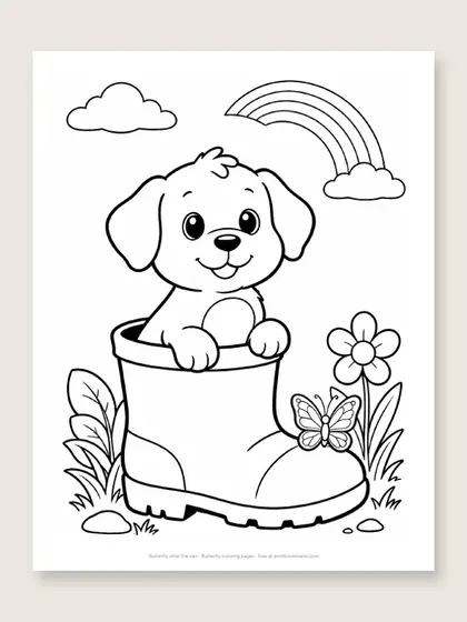 Butterfly after the rain: butterfly coloring page