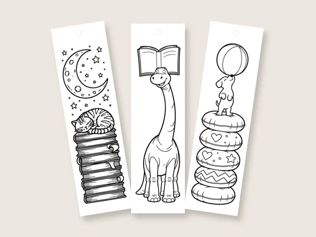 Animals coloring bookmarks and coloring pages