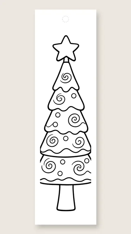Gingerbread Christmas tree: Christmas tree coloring bookmark