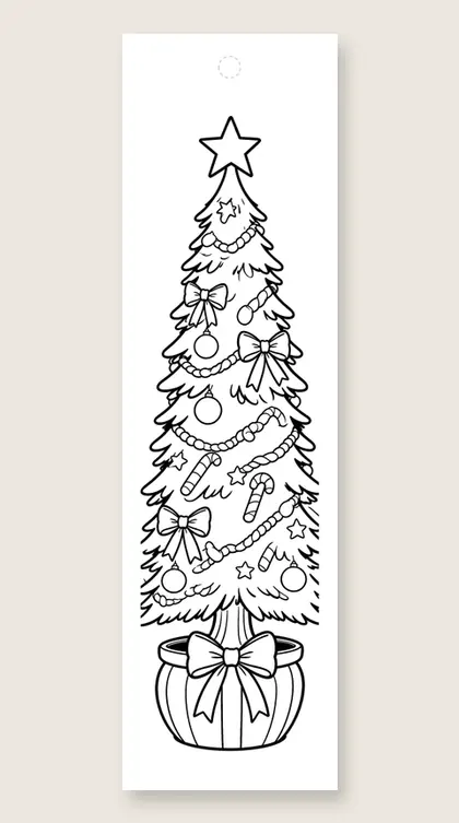 Tree in a pot: Christmas tree coloring bookmark