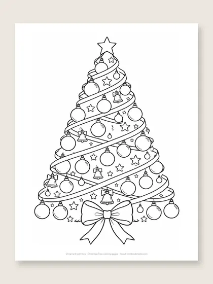 Ornament swirl tree: Christmas tree coloring page