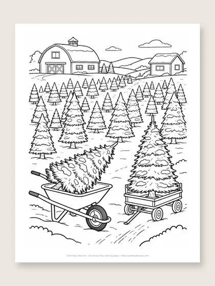 Christmas tree farm: Christmas tree coloring page