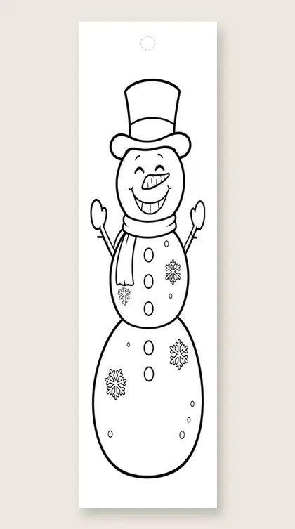 A classic tall snowman: Christmas coloring bookmark