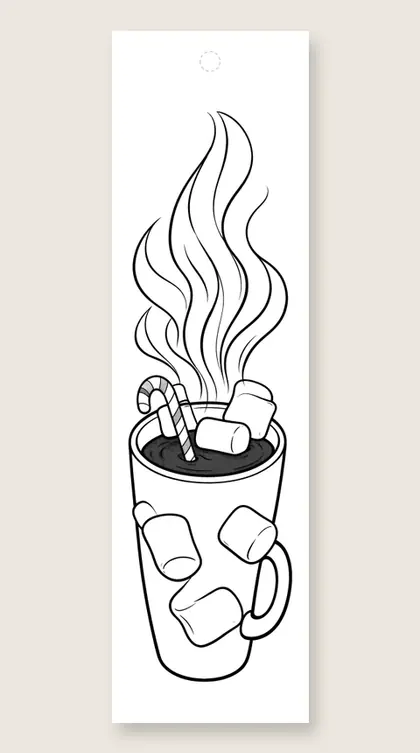 Hot cocoa mug: Christmas coloring bookmark