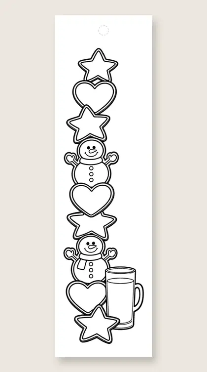 Stack of holiday cookies: Christmas coloring bookmark