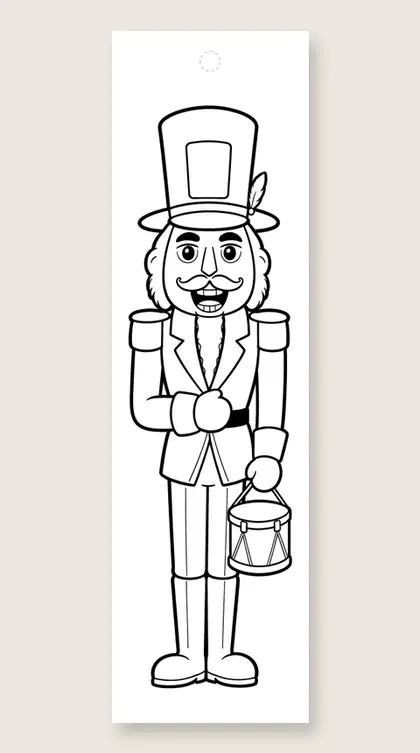 Tall nutcracker soldier: Christmas coloring bookmark