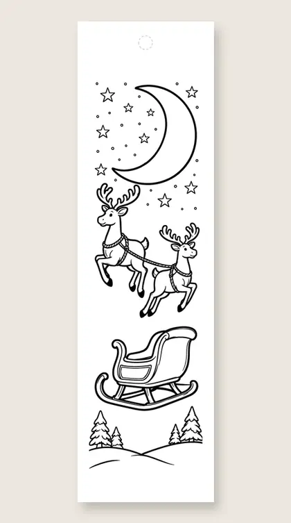 Sleigh in the sky: Christmas coloring bookmark
