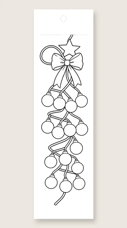 String of lights: Christmas coloring bookmark