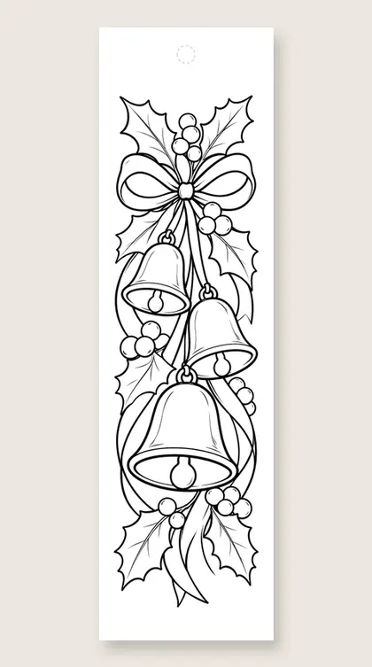Three jingle bells: Christmas coloring bookmark