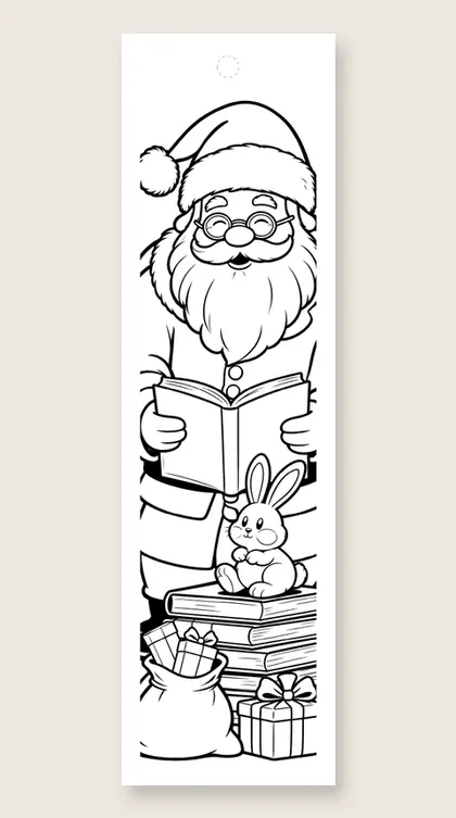 Santa tells a story: coloring bookmark