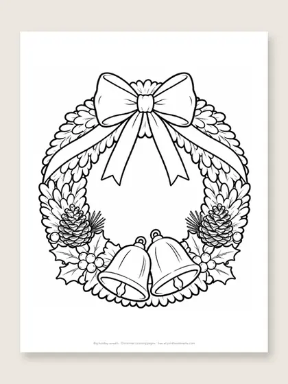Big holiday wreath: Christmas coloring page