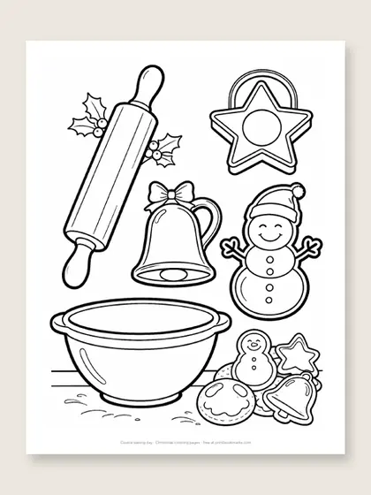 Cookie baking day: Christmas coloring page