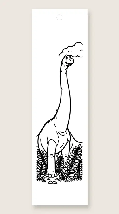 Brachiosaurus and the sky: dinosaur coloring bookmark