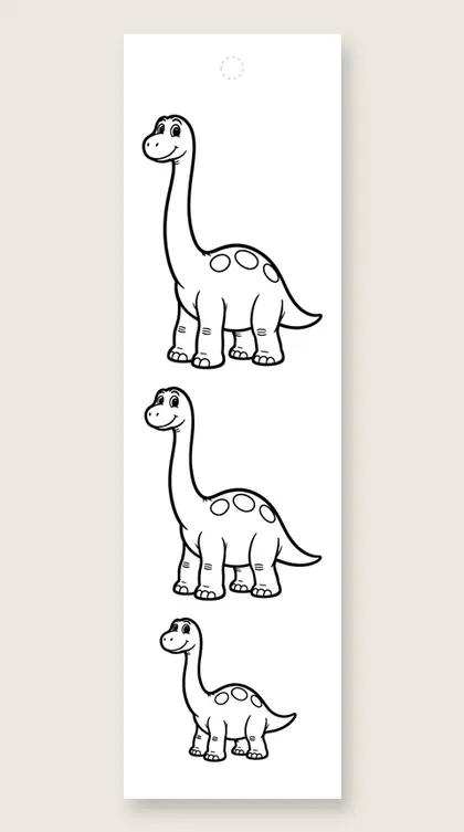 Dino family lineup: dinosaur coloring bookmark