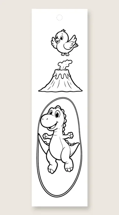 Dino jumping rope: dinosaur coloring bookmark