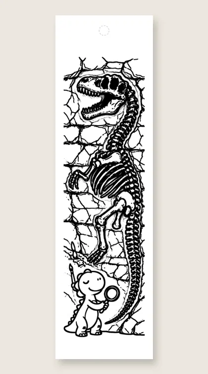 Fossil in the rock: coloring bookmark