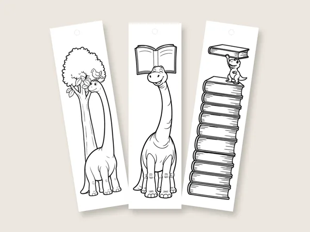 Dinosaur coloring bookmarks and coloring pages