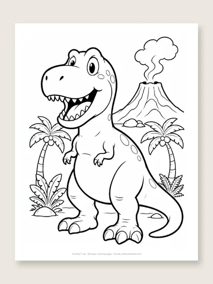Friendly T. rex: dinosaur coloring page