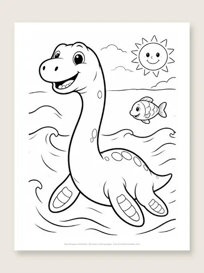 Sea dinosaur swimming: dinosaur coloring page